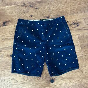 Slightly used J.Crew Bermuda Short in Polka Dot Navy - Size 4